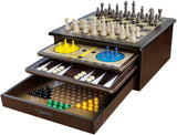 Coffret de 10 jeux en bois acajou