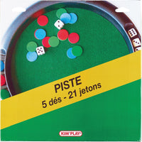 Piste de jeu 31 cm avec dés et jetons