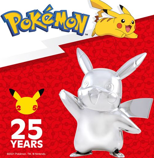 Pokémon 25 ans - Figurine Pikachu argenté - 8cm