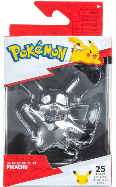 Pokémon 25 ans - Figurine Pikachu argenté - 8cm