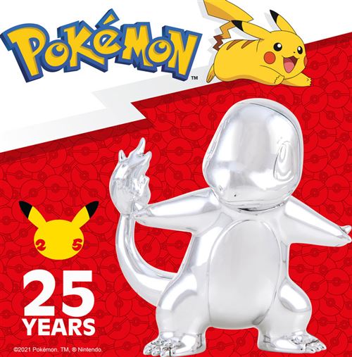 Pokémon 25 ans - Figurine Salamèche argenté - 8cm