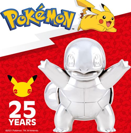 Pokémon 25 ans - Figurine Carapuce argenté - 8cm