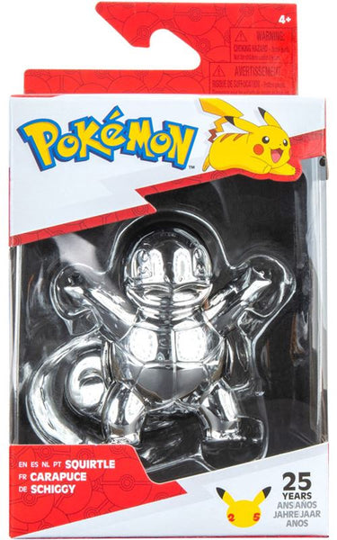Pokémon 25 ans - Figurine Carapuce argenté - 8cm