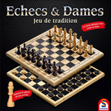 Jeu échecs et dames en bois